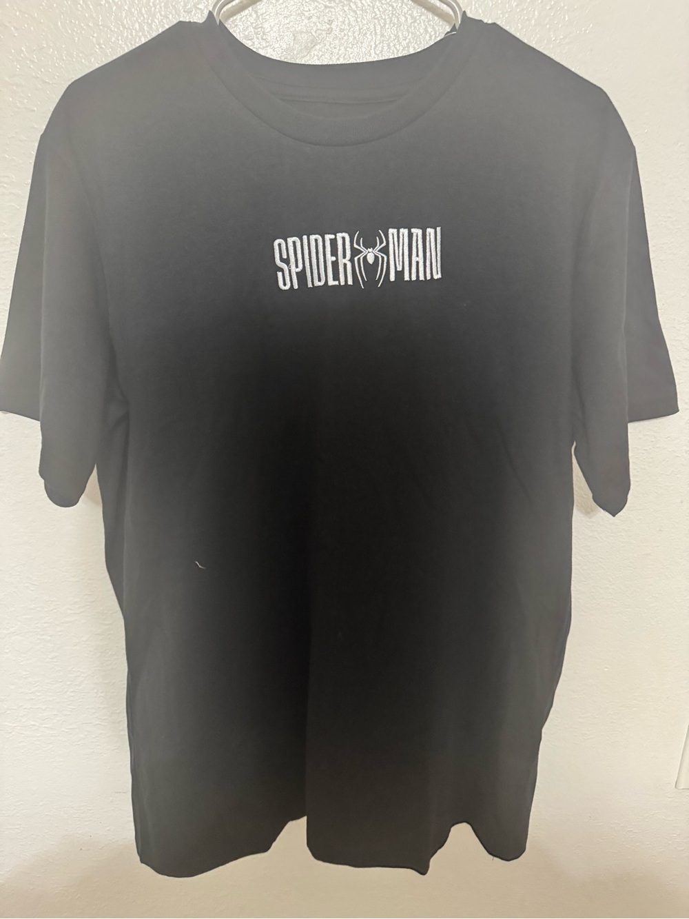 Marvel Spider-Man Brand New Day Logo Embroidered Men’s Black T-Shirt Size Large